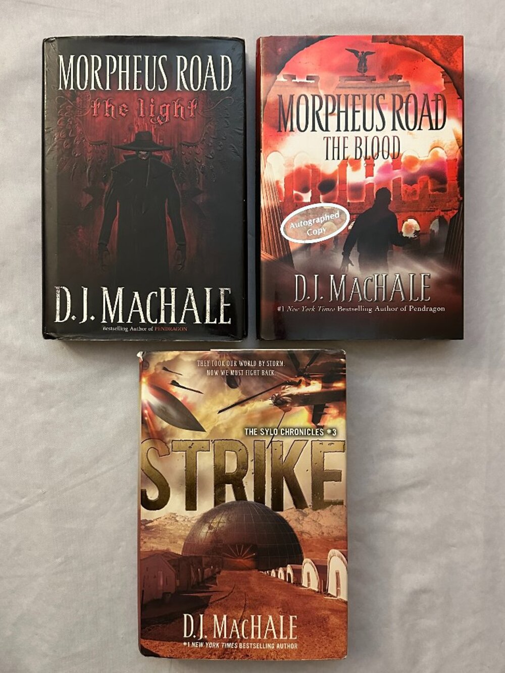 Strike, Morpheus Road : The Light and The Blood by D.J. MacHale / All 3 Signed